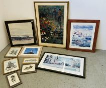 A GROUP OF FRAMED PRINTS VARIOUS SUBJECTS TO INCLUDE A PAIR OF BROWNIE DOWNING PRINTS 