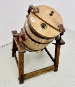 ANTIQUE WAIDE & SONS LEEDS BUTTER CHURN, IMPRESSED No. 1, HEIGHT .....CM.