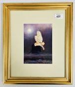 A FRAMED AND MOUNTED OIL ON BOARD TITLED FLIGHT OF THE BARN OWL BEARING SIGNATURE JAMES ALLEN, W 12.