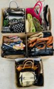 5 X BOXES OF ASSORTED LADIES FASHION BAGS AS CLEARED INCLUDING DESIGNER EXAMPLES, HACKET, LEATHER,