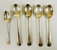 A SET OF 4 ANTIQUE SILVER HANOVERIAN PATTERN SOONS SHEFFIELD 1934 MAKER WILLIAM HUTTON & SONS LTD +
