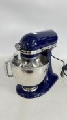 A KITCHEN AID ARTISAN BLUE ENAMELLED FINISH FOOD MIXER - SOLD AS SEEN.