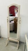 MODERN CREAM COLOURED FREE STANDING CHEVAL MIRROR.