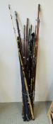 A BUNDLE OF 20 ASSORTED VINTAGE SEA, COARSE RODS, ETC.