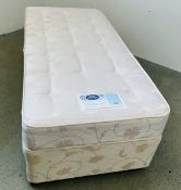 SILENTNIGHT MIRACOIL OPAL SINGLE DIVAN BED WITH DRAWER BASE WITH BEECH HEADBOARD.
