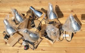 7 AS NEW CHROME FINISH DESK LAMPS - SOLD AS SEEN.