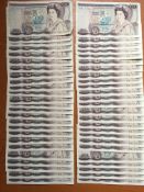 BANKNOTES: PAGE £20 CONSECUTIVE RUN OF FIFTY C12 771873 TO C12 771922, A FEW CREASES, WRINKLES ETC,