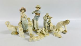 A GROUP OF CABINET ORNAMENTS TO INCLUDE LLADRO EXAMPLES.