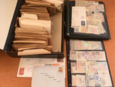 BOX WITH ALL WORLD IN ENVELOPES, A FEW COVERS, ALBUM WITH COMMONWEALTH, PLUS MINT IN PACKETS FROM H.