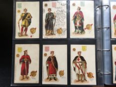 ALBUM WITH A COLLECTION, STRENGTH IN TUCKS CARDS INCLUDING KINGS AND QUEENS OF ENGLAND (40),
