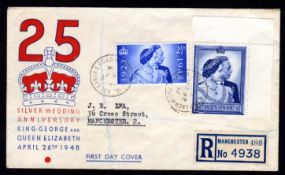 GB: 1948 SILVER WEDDING REGISTERED ILLUSTRATED FIRST DAY COVER.