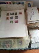 FILE BOX WITH COMMONWEALTH MAINLY KINGS PERIOD ON LEAVES, IN PACKETS AND ENVELOPES, KUT, IRELAND,