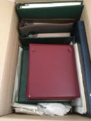 BOX WITH A COLLECTION EUROPA STAMPS FIRST DAY COVERS IN ALBUMS AND LOOSE.