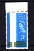 GB: 1965 POST OFFICE TOWER 3d MISSING OLIVE-YELLOW (TOWER) MNH TOP MARGINAL,