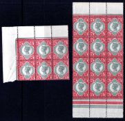 GB: 1887-92 4½d GREEN AND CARMINE MNH BLOCK OF TWELVE, SOME GUM CREASING,