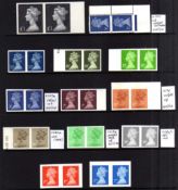 GB: DECIMAL MACHIN MNH IMPERF PAIRS SELECTION, VALUES TO 39p, £1,