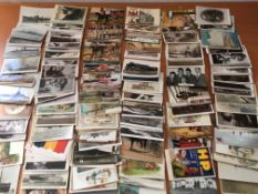 SMALL BOX MIXED SUBJECTS NAVAL SHIPS, DOGS, HARRY PAYNE, THEATRICAL, HP SAUCE ADVERT,
