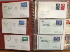 UNITED NATIONS: ALBUM WITH A COLLECTION OF FIRST FLIGHT COVERS 1959-67, US INTERNAL AND OVERSEAS,