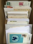 BOX WITH COVERS, CARDS, STATIONERY, FIRST DAY COVERS ETC, SPAIN, PORTUGAL, BELGIUM, NETHERLANDS ETC.