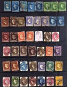 CEYLON: 1861-70 RANGE OF USED EARLIES, VALUES TO 2/-, VARIOUS PERFS AND WATERMARKS. (44).