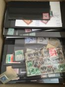 SMALL BOX WITH COMMONWEALTH ON STOCKCARDS, A FEW COVERS WITH ASCENSION KG6 FRANKINGS ETC.