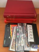 GB: BOX WITH MINT COLLECTION TO ABOUT 2000 IN THREE ALBUMS AND ON LOOSE CARDS, MACHINS, COMMEMS,