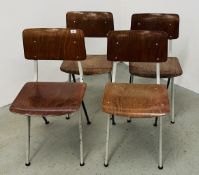 SET OF 4 VINTAGE METAL FRAMED CHAIRS.