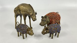 THREE TIBETAN BOARS / PIGS AND A TRIBAL BULL.