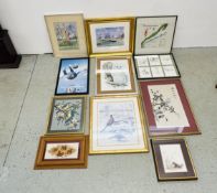 GROUP OF VARIOUS FRAMED PRINTS AND PICTURES TO INCLUDE ORIENTAL EMBROIDERED SILK PANEL,