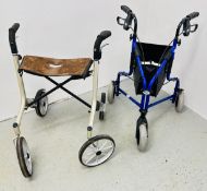 DAYS BLUE FOLDING 3 WHEEL WALKING AID PLUS TRUST LIGHTWEIGHT FOLDING WALKING AID.