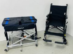 SOMA SPARROW FOLDING WHEELCHAIR AND MOBILITY PLUS WHEELCHAIR LIFT - SOLD AS SEEN.