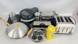 GROUP OF KITCHEN ELECTRICALS AND ACCESSORIES TO INCLUDE TEFAL AIR FRYER, CUISINART CONTACT GRILL,