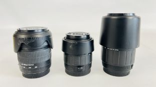 3 X SIGMA CAMERA LENSES TO INCLUDE 28-80MM, 28-300MM, 70-300MM.