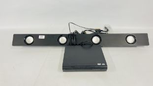BUSH SOUND BAR WITH REMOTE PLUS A TESCO DVD PLAYER - SOLD AS SEEN.