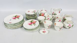 A VINTAGE 44 PIECE MOSSIFONT ROSE NATIONAL TRUST BONE CHINA TEA SET.