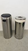 BRABANTIA STAINLESS STEEL KITCHEN BIN AND BRABANTIA CHROME LINEN BIN.