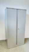VIKING DIRECT GREY FINISH TWO DOOR STEEL CABINET, W 92CM X D 46CM X H 181CM.