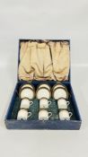 ANTIQUE BOXED CROWN CHELSEA BONE CHINA COFFEE SET.