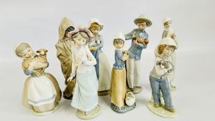 A GROUP OF 8 NAO AND LLADRO FIGURES TO INCLUDE MAINLY CHILDREN WITH PETS.