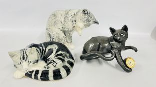A MIKE HINTON POTTERY CAT + A STAFFORDSHIRE JUST CATS & CO. EXAMPLE.