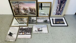 A GROUP OF MODERN CANVAS PICTURES DEPICTING LOCAL BROADLAND AND COASTAL SCENES,