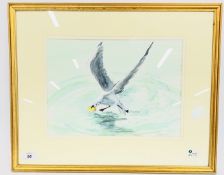 A FRAMED AND MOUNTED WATERCOLOUR TITLED 