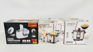 AMBIANO RICE COOKER 400W / 1L CAPACITY AND MINI DEEP FRYER (BOXED) + A DELTA KITCHEN COMPACT FOOD