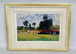 ORIGINAL OIL ON BOARD 'PLAYING IN SOMERLEYTON HALL GARDENS' BY GEOFFREY CHATTEN,