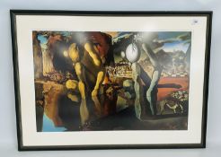 FRAMED AND MOUNTED SALVADOR DALI METAMORPHOSIS OF NARCISSUS PRINT, 89CM X 64CM (INCLUDING FRAME).