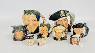 A GROUP OF 9 ROYAL DOULTON CHARACTER JUGS TO INCLUDE BACCHUS D6499,