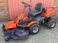 HUSQVARNA R18 HYDROSTATIC REAR WHEEL STEER RIDE ON MOWER, FRONT MOUNTED COMBICLIP 112 DECK,