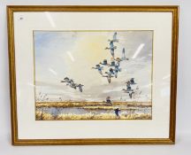 A FRAMED AND MOUNTED WATERCOLOUR TITLED 