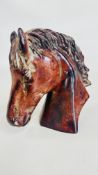 A DESIGNER CAST HORSE HEAD SCULPTURE, H 17CM.