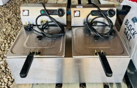 A PARRY COMMERCIAL STAINLESS STEEL TWIN BASKET DEEP FAT FRYER - SOLD AS SEEN.